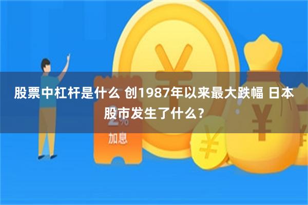 股票中杠杆是什么 创1987年以来最大跌幅 日本股市发生了什么？