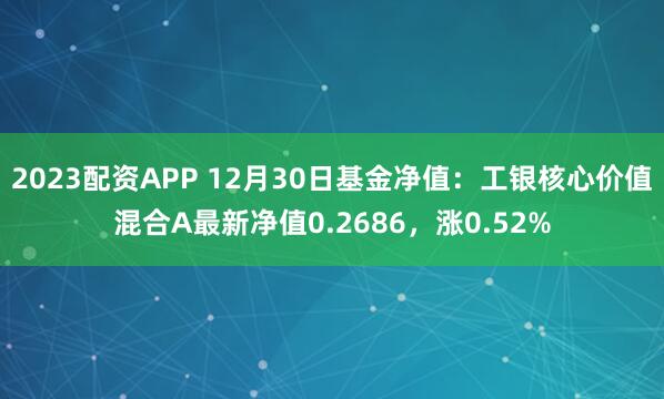 2023配资APP 12月30日基金净值：工银核心价值混合A最新净值0.2686，涨0.52%