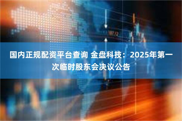 国内正规配资平台查询 金盘科技：2025年第一次临时股东会决议公告